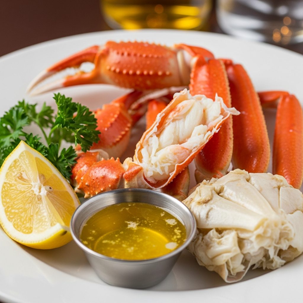 Steamed crab legs with lemon and butter sauce at Golden Catch Harlem seafood market